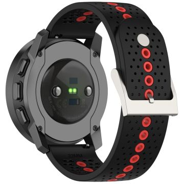 Huawei Watch 4 / 4 Pro / GT 4 46mm Color Holes Watch Strap 22mm Universal Silicone Band - Black+Orange Red