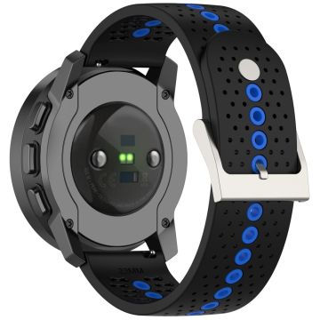 Huawei Watch 4 / 4 Pro / GT 4 46mm Color Holes Watch Strap 22mm Universal Silicone Band - Black+Blue