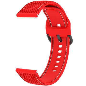 Samsung Galaxy Watch3 45mm / Garmin Forerunner 265 / Venu 3 Stitching Line Silicone Watch Band 22mm Wrist Strap - Red