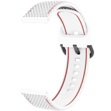 Samsung Galaxy Watch3 45mm / Garmin Forerunner 265 / Venu 3 Stitching Line Silicone Watch Band 22mm Wrist Strap - White