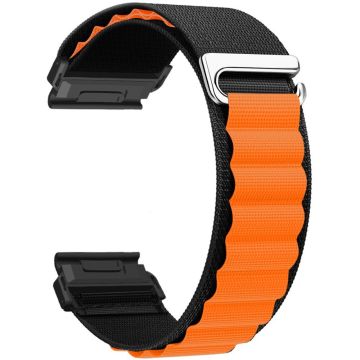 Garmin Fenix 7X Pro / 7X Watch Band 26mm Quick Release C Buckle Nylon Watch Strap - Black+Orange