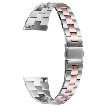 Huawei Watch GT 42mm 46mm Watch Strap Ultra Thin Stainless Steel Replacement Band - Silver+Pink Gold