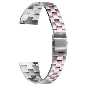 Huawei Watch GT 42mm 46mm Watch Strap Ultra Thin Stainless Steel Replacement Band - Silver+Rose Pink