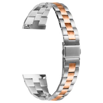 Fitbit Versa Lite / Versa 2 / Versa Watch Strap Stainless Steel Three-Beads Wrist Band - Silver+Rose Gold