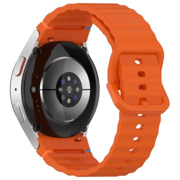 Samsung Galaxy Watch FE / Watch7 40mm 44mm Silicone Wave Texture Watch Band Replacement Straps - Orange