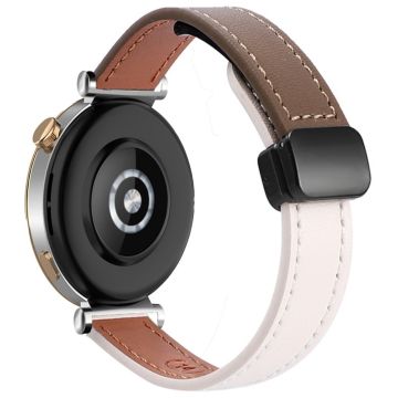 Samsung Galaxy Watch 22mm Magnetic Buckle Slim Microfiber Leather Watch Strap - Apricot+Caramel