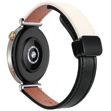 Samsung Galaxy Watch 22mm Magnetic Buckle Slim Microfiber Leather Watch Strap - Apricot+Black