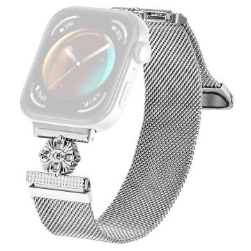 Huawei Watch Fit 3 Milanese Band Flower Stainless Steel Magnetic Mesh Watch Strap - Silver