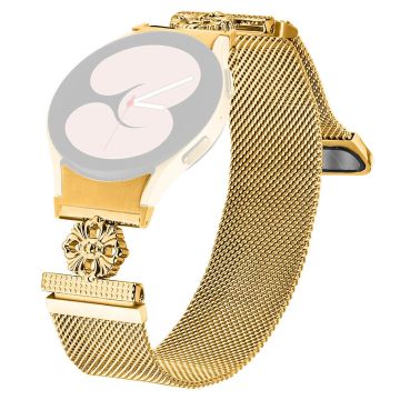 Samsung Galaxy Watch6 Classic / Watch6 Milanese Watch Band Flower Stainless Steel Strap with Connector - Gold