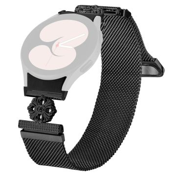 Samsung Galaxy Watch6 Classic / Watch6 Milanese Watch Band Flower Stainless Steel Strap with Connector - Black