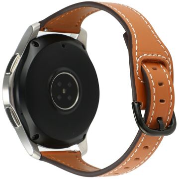 Samsung Galaxy Watch7 44mm Genuine Cow Leather 20mm Watch Strap - Brown+Black Buckle