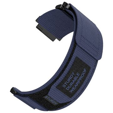 Huawei Watch GT 4 41mm / Garmin Venu 3S Nylon Watch Band 18mm Loop Fastener Strap - Midnight Blue