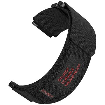 20mm Nylon Watch Band for Samsung Galaxy Watch FE 40mm / Watch7 44mm / 40mm Loop Fastener Strap - Black