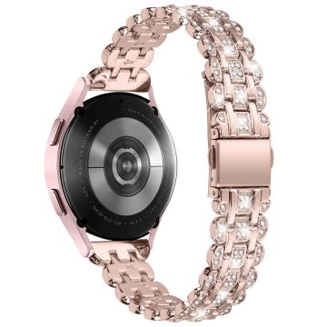 Samsung Galaxy Watch7 44mm / 40mm Watch Band Rhinestone Decor Smart Watch Strap - Rose Pink