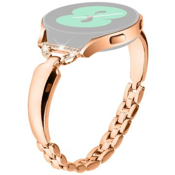 Watch Band for Samsung Galaxy Watch7 44mm / 40mm Replacement Strap D-Shape Rhinestone Decor Alloy Watch Band - Rose Gold