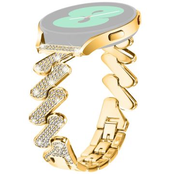 Samsung Galaxy Watch7 44mm / 40mm Alloy Starp Bling Rhinestone Decor Watch Band - Gold