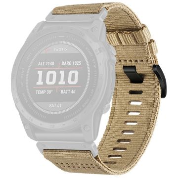 Watchband for Garmin Fenix 8 Universal 22mm Quick Release Nylon Canvas Watch Strap - Khaki