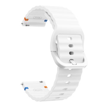 KALEBOL Silicone Band Huawei Watch GT 3 (42mm) - 20mm Wave Design Watch Strap - White