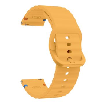 KALEBOL Silicone Band Huawei Watch 4 - 22mm Wave Design Watch Strap - Yellow