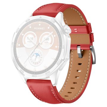 Huawei Watch GT 5 46mm / GT 5 Pro 46mm / GT 4 46mm Replacement Band 22mm Genuine Cowhide Leather Watch Strap - Red