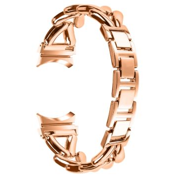 Zinc Alloy Watch Band with Connector Samsung Galaxy Watch 5 / Watch4 40mm / 44mm / 45mm / 46mm Twisted Watch Strap - Rose Gold