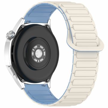 Samsung Galaxy Watch7 44mm / 40mm / Watch FE 40mm / Watch6 40mm / 44mm Silicone Band Dual Color 20mm Magnetic Watch Strap - White / Blue