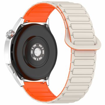 Huawei Watch GT 5 Pro 46mm / GT 5 46mm / Watch 4 / Samsung Galaxy Watch3 45mm Silicone Band 22mm Magnetic Watch Strap - Starlight / Orange