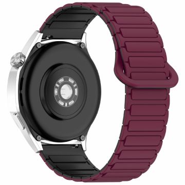 Huawei Watch GT 5 Pro 42mm / GT 5 41mm / GT 4 41mm / Garmin Venu 3S / Forerunner 265S Silicone Band 18mm Magnetic Watch Strap - Wine Red / Black