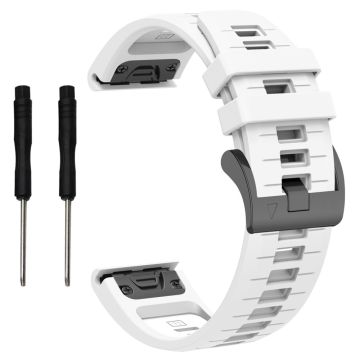 Garmin Fenix 8 51mm / Enduro 3 / Fenix 7X / 7X Pro Quick Release Watch Band Dual Color 26mm Silicone Wrist Strap - White