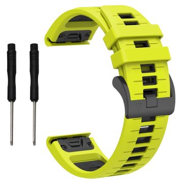 Garmin Fenix 8 51mm / Enduro 3 / Fenix 7X / 7X Pro Quick Release Watch Band Dual Color 26mm Silicone Wrist Strap - Green / Black