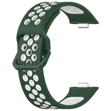 Huawei Watch Fit 3 Silicone Watch Band Dual Color Adjustable Watch Strap - Dark Green White