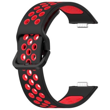 Huawei Watch Fit 3 Silicone Watch Band Dual Color Adjustable Watch Strap - Black Red