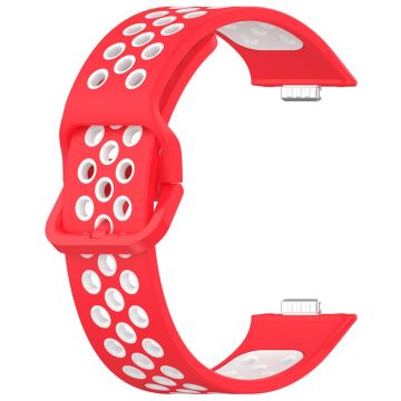 Huawei Watch Fit 3 Silicone Watch Band Dual Color Adjustable Watch Strap - Red White