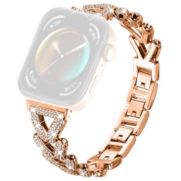 Metal Twisted Watch Band Rhinestone Decor Huawei Watch Fit 3 Watch Strap - Rose Gold