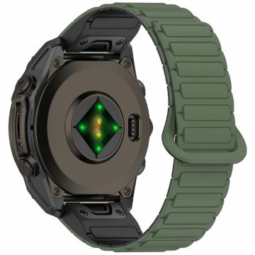 22mm Silicone Band Garmin Fenix 8 47mm / Fenix E 47mm / Fenix 7 / Descent G1 Quick Release Magnetic Watch Strap - Midnight Green+Black