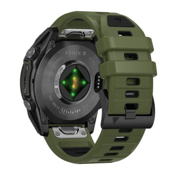 26mm Watch Strap Garmin Fenix 8 51mm / Enduro 3 / Instinct 2X Universal Silicone Band - Army Green+Black