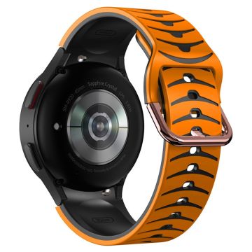 Silicone Strap Samsung Galaxy Watch7 44mm 40mm / Watch FE 40mm / Watch6 44mm 40mm Dual Color Watch Band - Orange+Black