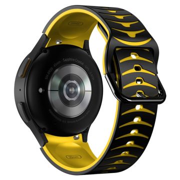 Silicone Strap Samsung Galaxy Watch7 44mm 40mm / Watch FE 40mm / Watch6 44mm 40mm Dual Color Watch Band - Black+Yellow