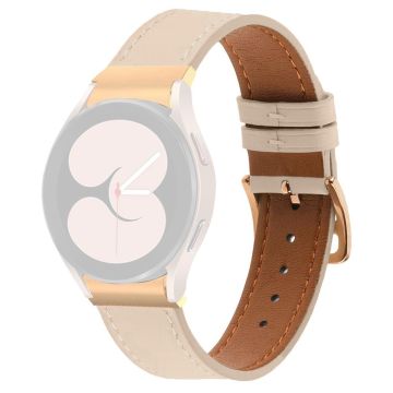 PU Leather Strap Samsung Galaxy Watch7 44mm 40mm / Watch FE 40mm / Watch6 44mm 40mm Rose Gold Buckle Watchband - Apricot