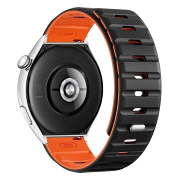 22mm Magnetic Strap Huawei Watch GT 5 Pro 46mm / GT 5 46mm / GT 4 46mm Silicone Watch Band - Black+Orange