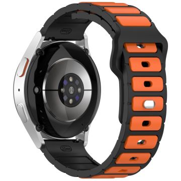 Silicone Strap Samsung Galaxy Watch3 45mm / Galaxy Watch 46mm / Gear S3 Classic Universal 22mm Dual Color Watch Band - Black+Orange