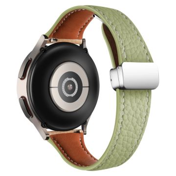 Samsung Galaxy Watch3 45mm / Watch 46mm Leather Band 22mm Litchi Texture Strap with Folding Buckle - Avocado Green