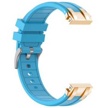 Xiaomi Redmi Watch 5 Active / Huawei Watch GT 5 46mm Watch Band 22mm Royal Oak Style Silicone Strap Gold Metal Buckle - Sky Blue