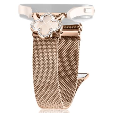 Garmin D2 Air X10 / Bounce Milanese Band Electroplated Stainless Steel Watch Strap Clover Decor, Size: S - Rose Gold / Colored