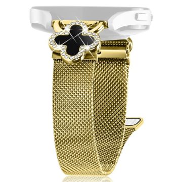 Garmin D2 Air X10 / Bounce Milanese Band Clover Decor Electroplated Stainless Steel Strap, Size: L - Gold  /  Black