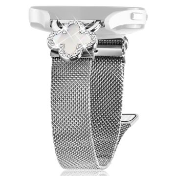 Huawei Watch GT 3 Pro 43mm Milanese Band Metal Magnetic Watch Strap Clover Decor, Size: L - Silver  /  Colored