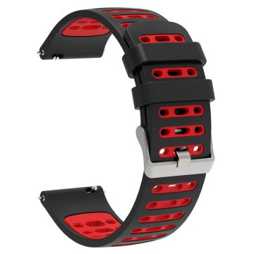 20mm Silicone Band Samsung Galaxy Watch6 44mm / 40mm / Huawei Watch GT 2 42mm Dual Color Watch Strap - Black+Red