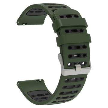 20mm Silicone Band Samsung Galaxy Watch6 44mm / 40mm / Huawei Watch GT 2 42mm Dual Color Watch Strap - Army Green+Dark Grey