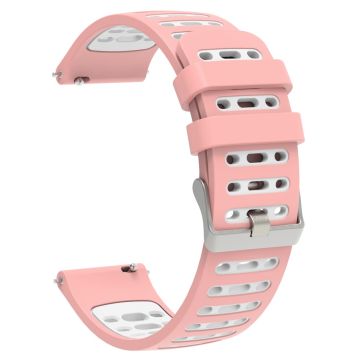 22mm Silicone Band Keep Watch Pilot 1 / Xiaomi Watch S4 / Huawei Watch GT 5 Pro 46mm Dual Color Watch Strap - Pink+White