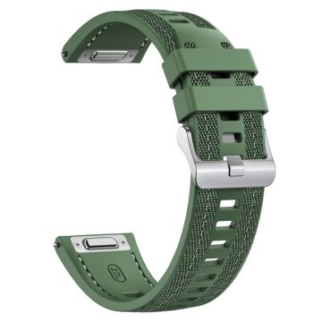 22mm Watch Band Huawei Watch GT 5 Pro 46mm / GT 5 46mm / Samsung Galaxy Watch3 45mm Silicone+Nylon Replacement Strap - Green